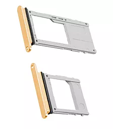 Держатель (лоток) Сим карты Samsung Galaxy A8 (2018) A530 и карты памяти Single SIM (комплект 2шт) Gold - миниатюра 2