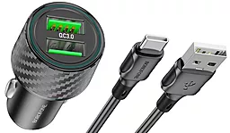Автомобильное зарядное устройство Borofone BZ21A Brilliant 36W QC 2xUSB-A Port + USB Type-C Cable Black - миниатюра 4