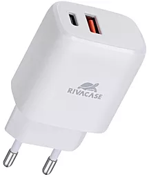 Мережевий зарядний пристрій з швидкою зарядкою RivaCase 20W 3A PD/QC3.0 USB-A-C White (PS4192 W00)