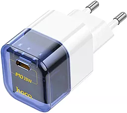 Сетевое зарядное устройство Hoco C125A Transparent 20W USB-C Blue - миниатюра 2