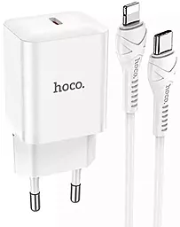 Сетевое зарядное устройство Hoco N27 Innovative 20W PD USB-C + USB-C - Lightning Cable White