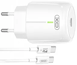 Сетевое зарядное устройство XO L113 single 20W 3A PD/QC3.0 USB-C + USB-C cable White - миниатюра 3