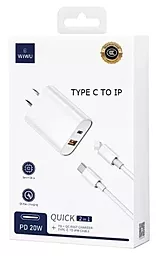 Сетевое зарядное устройство WIWU Wi-U002 20w USB-C/USB-A ports + USB-C/lightning cable white - миниатюра 5