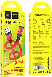 Кабель USB Hoco X85 Strength 2.4A micro USB Cable Red - миниатюра 4