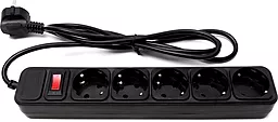 Мережевий фільтр (подовжувач) PrologiX 5 розеток 10A 1.8м з вимикачем чорний (PRS-050P5-18B)