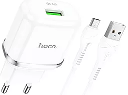 Сетевое зарядное устройство с быстрой зарядкой Hoco N3 Vigour 3A 18W + Micro USB Cable White - миниатюра 2