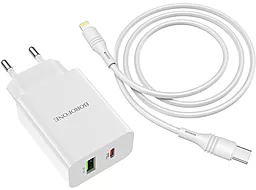 Сетевое зарядное устройство с быстрой зарядкой Borofone BA56A QC3.0/PD 20W + Type-C to Lightning Cable White - миниатюра 2