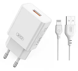Сетевое зарядное устройство XO L127 18w QC home charger + lightning cable white