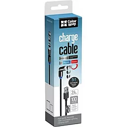 Кабель USB ColorWay LED Magnetic 3-in-1 USB to Type-C/Lightning/micro USB Cable Black (CW-CBUU037-BK) - миниатюра 4