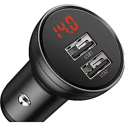 Автомобильное зарядное устройство Baseus Digital Display Dual USB 4.8A 24W + 3in1 USB Cable Grey (CCBX-0S) - миниатюра 2