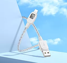 Кабель USB Hoco U124 Stone silicone intelligent power-off  12w 2.4a 1.2m Lightning cable gray - миниатюра 4
