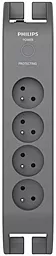 Сетевой фильтр (удлинитель) Philips 4 розетки 2м 16а 2м с выключателем серый (SPN3140A/60) - миниатюра 2