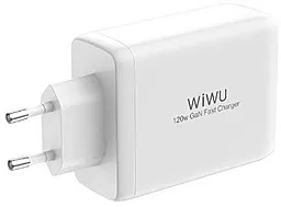Сетевое зарядное устройство с быстрой зарядкой WIWU Mini GaN Series 120w PD 3xUSB-C/USB-A ports White - миниатюра 4