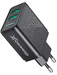 Сетевое зарядное устройство с быстрой зарядкой Grand-X 15.5w QC3.0 2xUSB-A ports home charger black (CH-60) - миниатюра 2