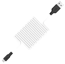 Кабель USB Hoco X21 Plus Silicone micro USB Cable Black/White - миниатюра 2