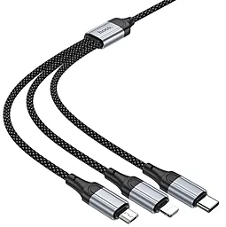 Кабель USB Hoco X102 12w 2.4a Fresh 3-in-1 USB Type-C to Type-C/Lightning/micro cable black - миниатюра 4