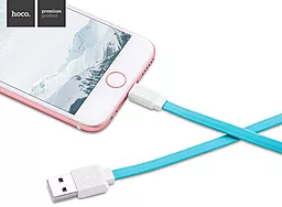 Кабель USB Hoco UPL18 Waffle USB Lightning Cable Flat 2.1A Blue - миниатюра 3