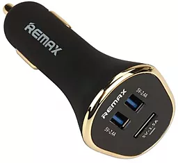 Автомобільний зарядний пристрій Remax 6.3A 3USB Car Charger (2.4A/2.4A/1.5A) Black/Gold (RCC302) - мініатюра 2