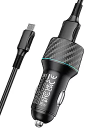 Автомобильное зарядное устройство Borofone BZ21A Brilliant 36W QC 2xUSB-A Ports + micro USB Cable Black - миниатюра 6