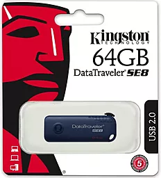 Флешка Kingston 64GB DT SE 8 USB 2.0 (DTSE8/64GB) Blue - миниатюра 4