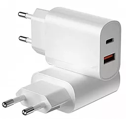 Сетевое зарядное устройство WIWU Wi-U002 20w USB-C/USB-A ports + USB-C/lightning cable white - миниатюра 2