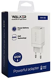 Сетевое зарядное устройство Walker WH-65 65w GaN PD USB-C ports fast charger white - миниатюра 7