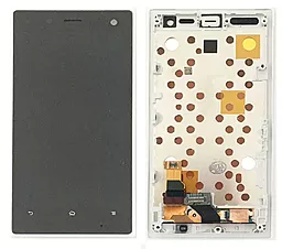 Дисплей Sony Xperia Acro S (LT26W) с тачскрином и рамкой, White