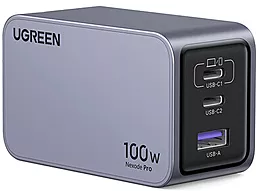 Сетевое зарядное устройство Ugreen X757 Nexode Pro 100w GaN PD/QC 2xUSB-C/USB-A charger Grey (25874) - миниатюра 2