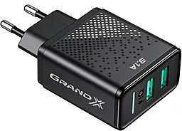 Сетевое зарядное устройство с быстрой зарядкой Grand-X 15.5w QC3.0 2xUSB-A ports home charger black (CH-60) - миниатюра 3