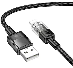 Кабель USB Hoco U129 Spirit transparent 12w 2.4a 1.2m USB Lightning cable black - миниатюра 2