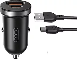 Автомобильное зарядное устройство XO CC56 30w PD/QC USB-C/USB-A ports + USB-C cable car charger black