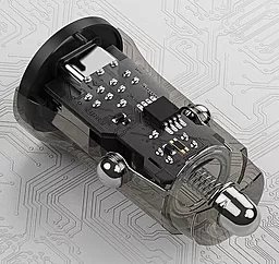 Автомобильное зарядное устройство Powermax Transparent Bravo 48W PD/QC U+C + USB C-C cable Black - миниатюра 5