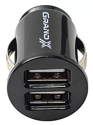 Автомобильное зарядное устройство Grand-X 2.1a 2xUSB-A ports car charger black (CH-02) - миниатюра 2