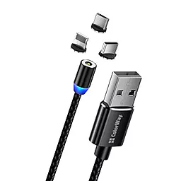 Кабель USB ColorWay Magnetic 3-in-1 USB to Type-C/Lightning/micro USB Cable black (CW-CBUU020-BK) - миниатюра 3