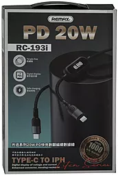 Кабель USB Remax RC-193i 20w 3a USB Type-C to Lightning Cable Black - миниатюра 2