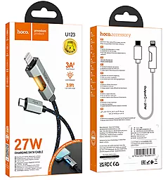 Кабель USB PD Hoco U123 Regent colorful charging 27w 3a USB Type-C - Lightning сable black - миниатюра 5