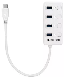 USB Type-C хаб EasyLife USB-C to 4xUSB 3.0 + Power switch White