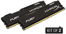 Оперативна пам'ять Kingston DDR4 16GB (2x8GB) 2400 MHz Fury Black (HX424C15FBK2/16) - мініатюра 2