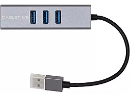 Мультипортовый USB-A хаб CABLETIME 4-in-1 grey (CA913374) - миниатюра 2