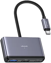 USB Type-C хаб Usams US-SJ628 5-in-1 Multifunctional USB-C + USB 3.0 + USB 2.0 + TF/SD HUB Grey