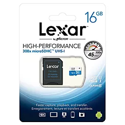 Карта пам'яті Lexar microSDHC 16GB 300x Class 10 UHS-I U1 + SD-адаптер (LSDMI16GBB1EU300A) - мініатюра 2