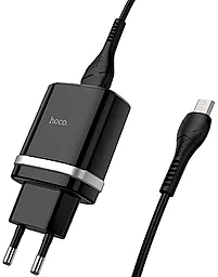 Сетевое зарядное устройство с быстрой зарядкой Hoco C12Q + micro USB Cable 18W 3A Black - миниатюра 2