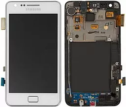 Дисплей Samsung Galaxy S2 I9100 с тачскрином и рамкой, White