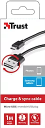Кабель USB Trust URBAN Reversible Flat micro USB Cable Black - миниатюра 2