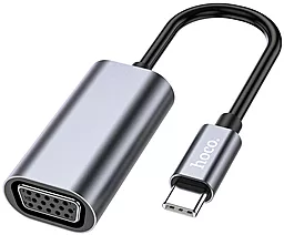 Видео конвертер Hoco UA21 Origin USB Type-C - VGA M/F 1080K 30Гц Converter Metal Gray - миниатюра 6