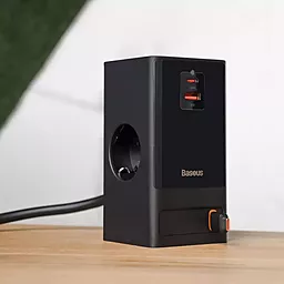 Сетевое зарядное устройство Baseus PowerCombo Digital PowerStrip 65W USB-C+A + Type-C Cable 1.5м Black (PSLR000301) - миниатюра 5