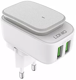 Сетевое зарядное устройство LDNio A2205 Led Touch 2USB 2.4A White (DL-A2205)