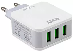 Сетевое зарядное устройство EMY 15W 3.1A 3xUSB-A + Cable Lightning White (YT-KMY-A303-M) - миниатюра 3