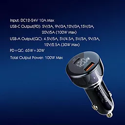 Сетевое зарядное устройство ColorWay 100w PPS PD/QC USB-C/USB-A ports car charger black (CW-CHA044PD-BK) - миниатюра 9