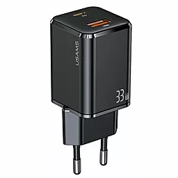 Уценка! Сетевое зарядное устройство Usams T43 GaN Mini USB-A/USB-C PD&QC3 33W 3A Black